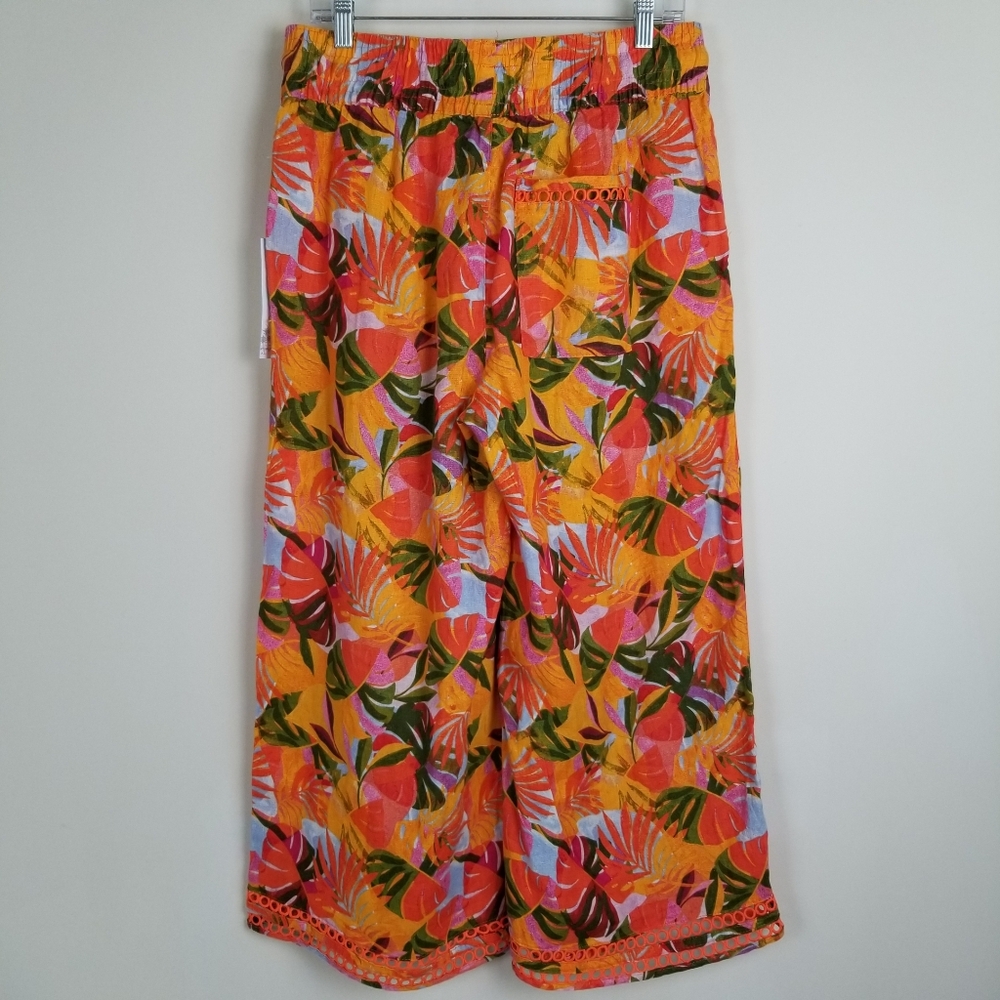 C&C California Linen Tropical Cropped Wide Leg Pants Large NWT - Picture 5 of 9